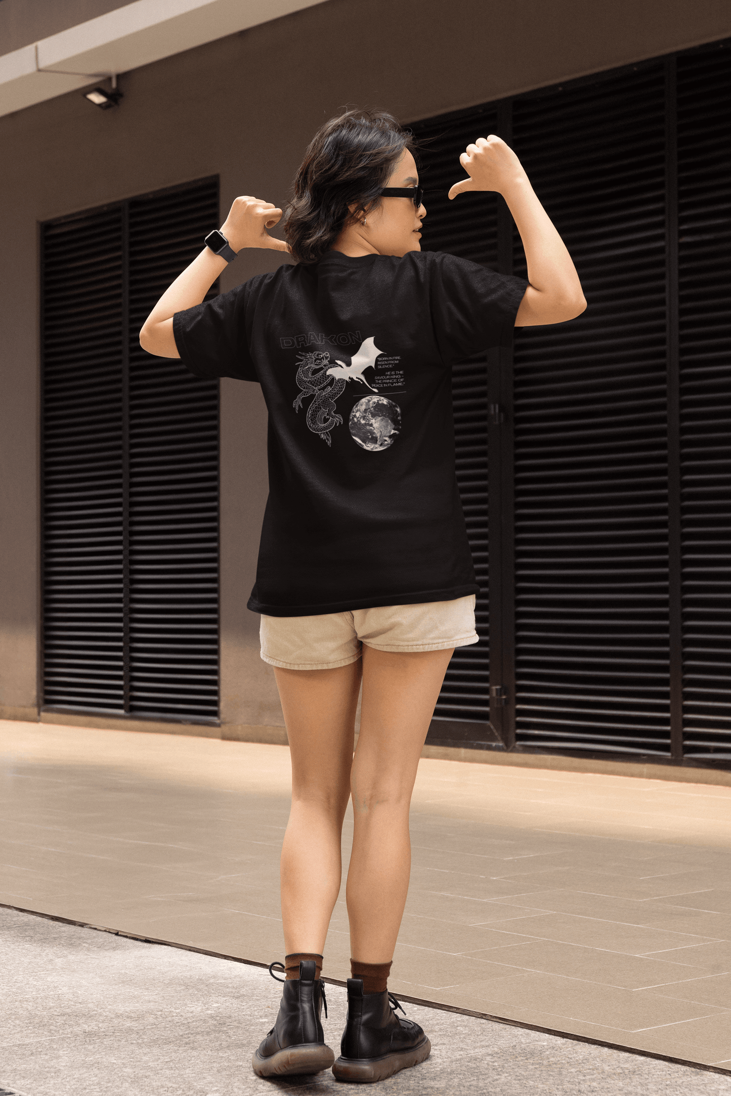 DRAKON Mythological Dragon Back Print T-Shirt | Born in Fire Quote Tee