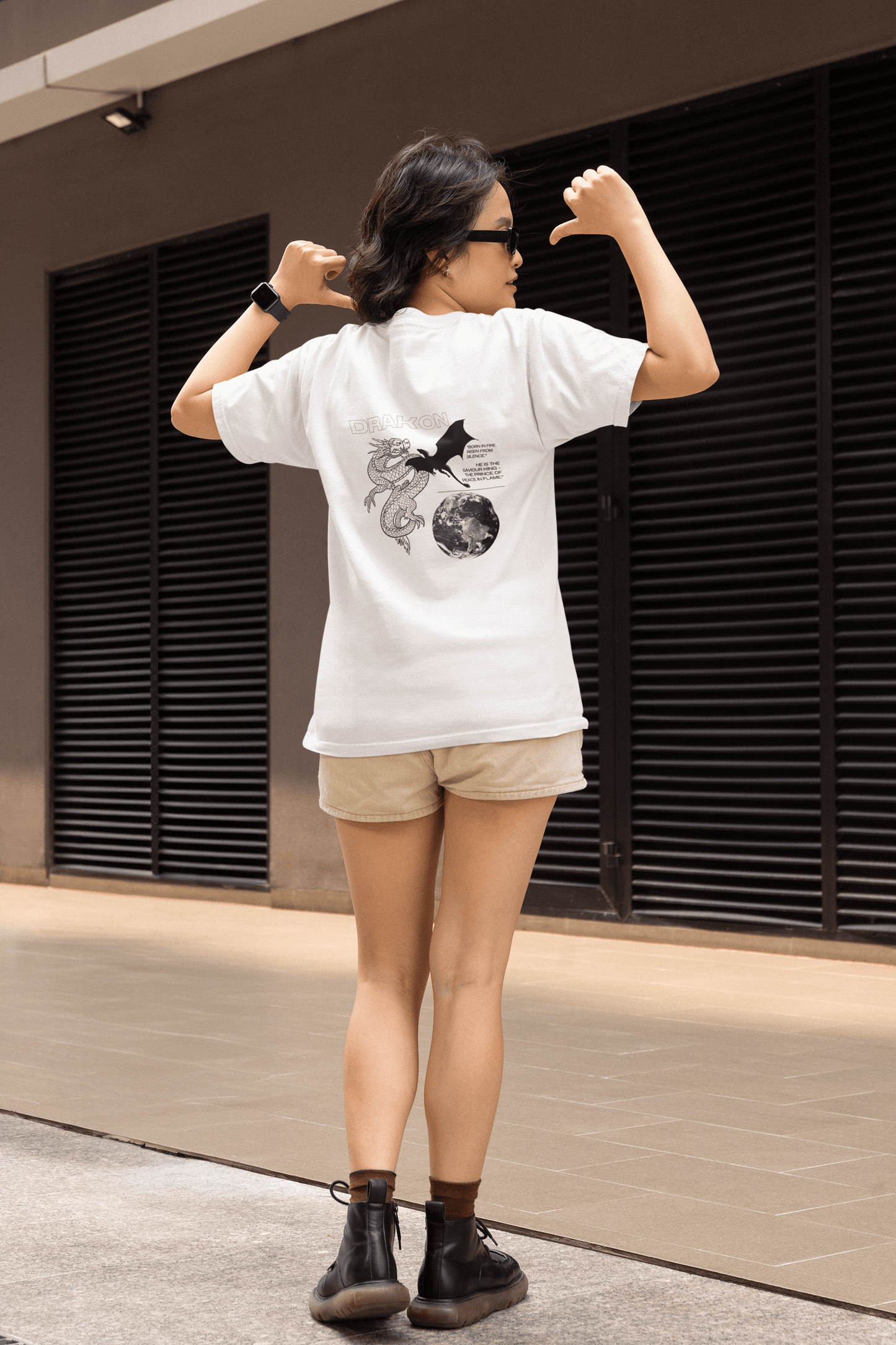 DRAKON Mythological Dragon Back Print T-Shirt | Born in Fire Quote Tee