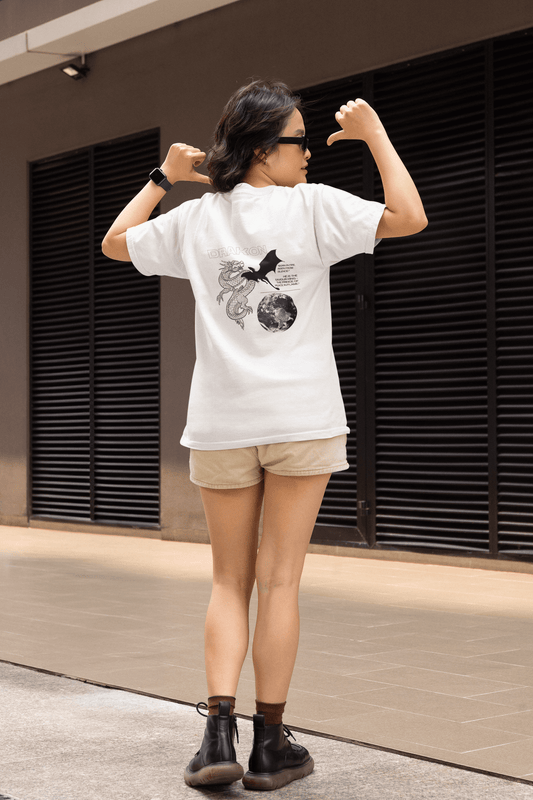 DRAKON Mythological Dragon Back Print T-Shirt | Born in Fire Quote Tee