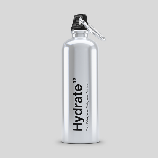 "Hydrate" Stainless Steel Water Bottle with Carabiner | Reusable Drink Bottle