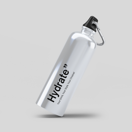 "Hydrate" Stainless Steel Water Bottle with Carabiner | Reusable Drink Bottle