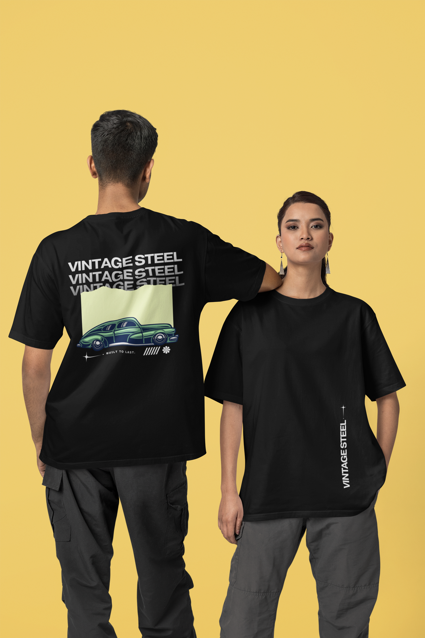 VINTAGE STEEL Classic Car Back Print T-Shirt | Worn to Last