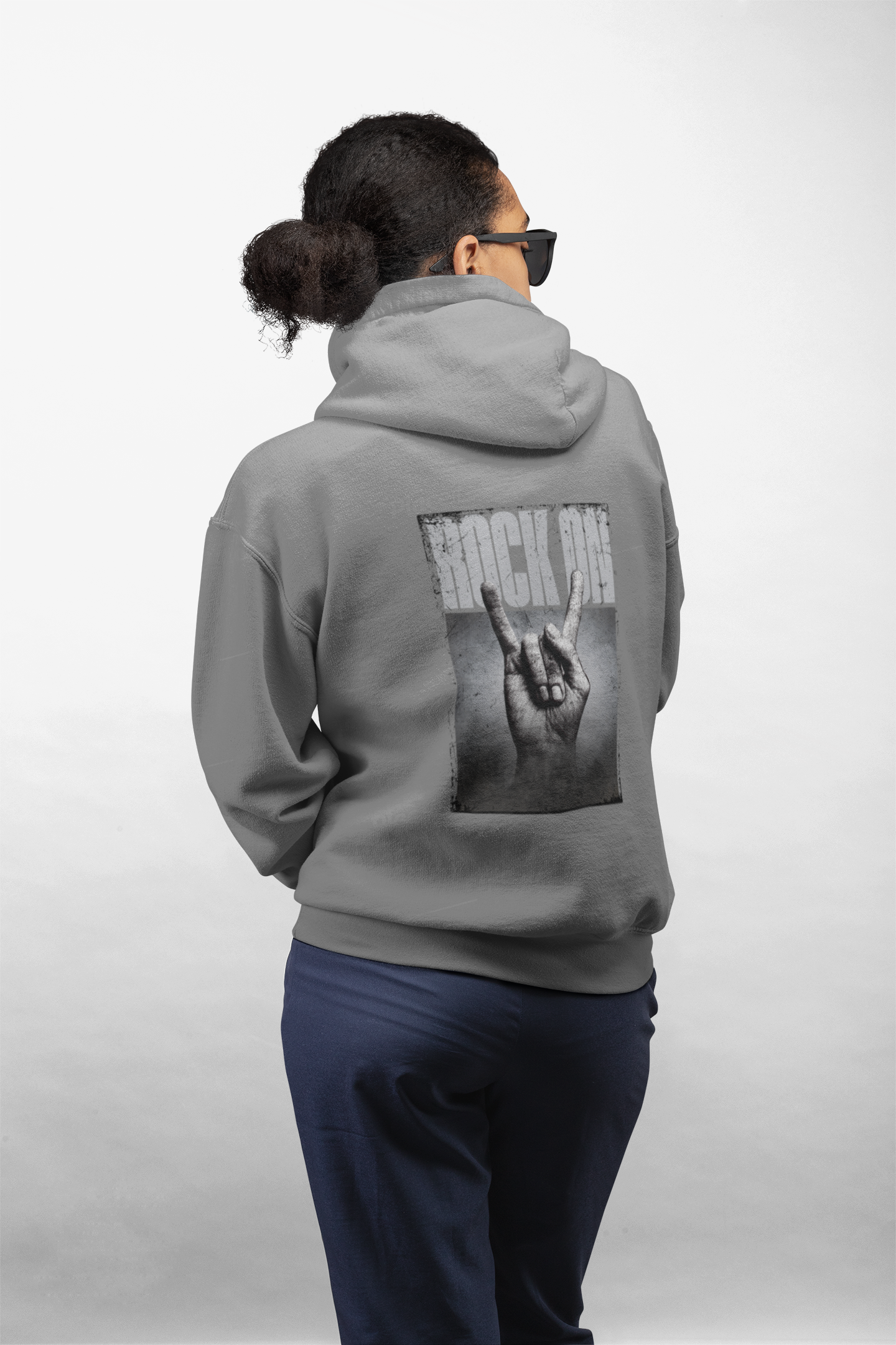 Oversized Hoodie | 'Rock On' Hand Sign Back Print