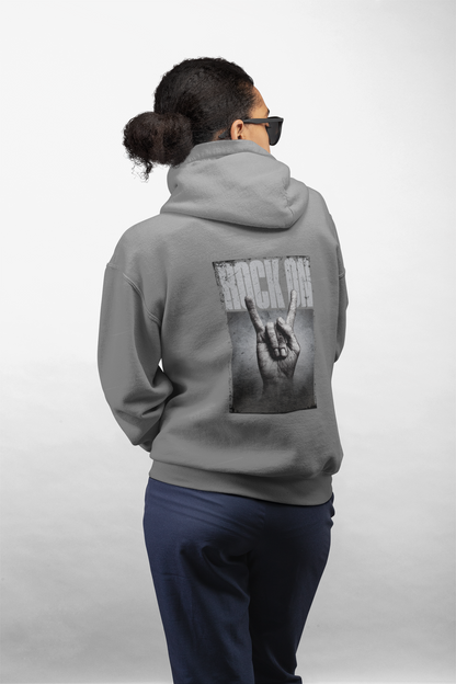 Oversized Hoodie | 'Rock On' Hand Sign Back Print