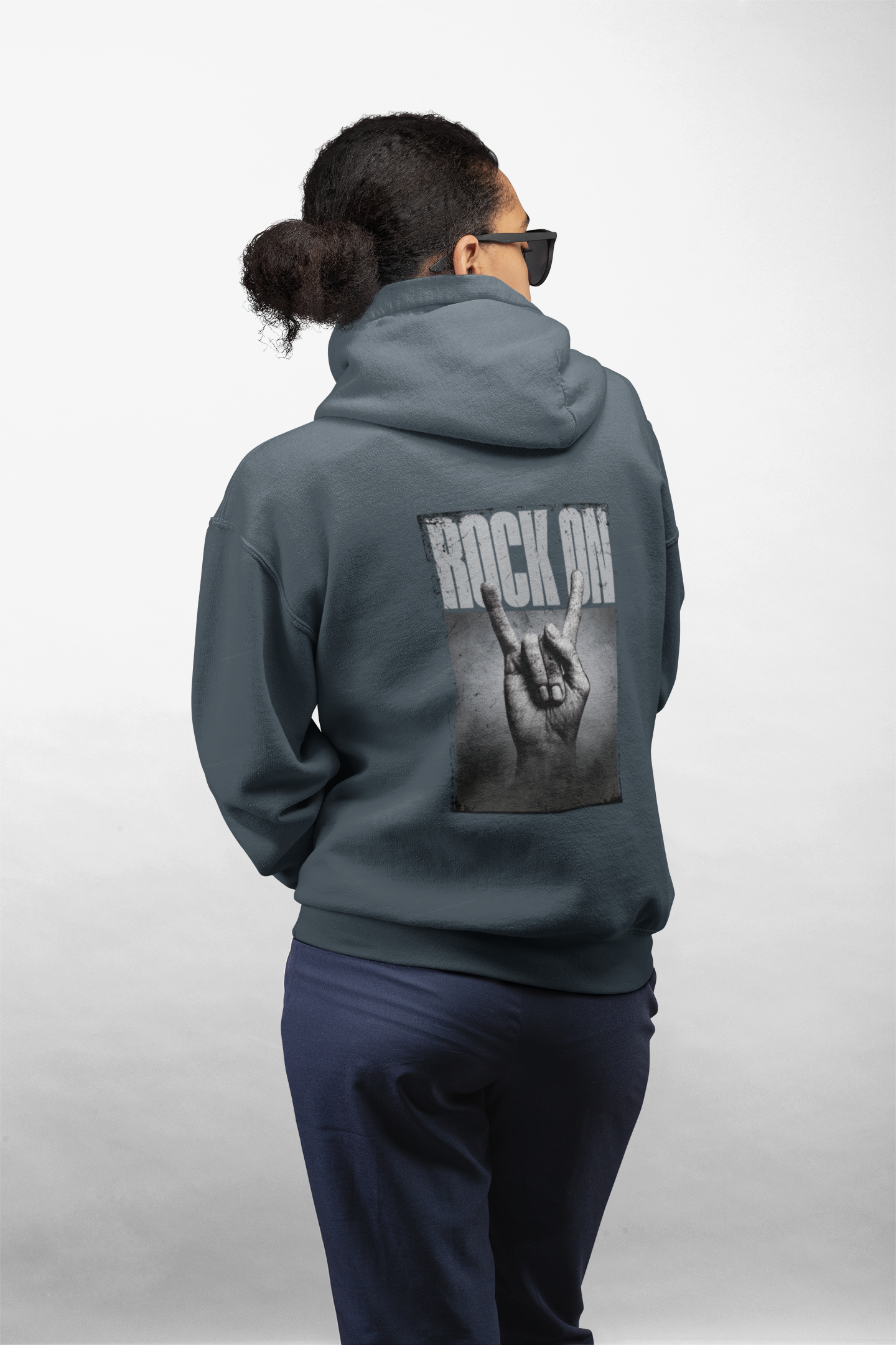 Oversized Hoodie | 'Rock On' Hand Sign Back Print