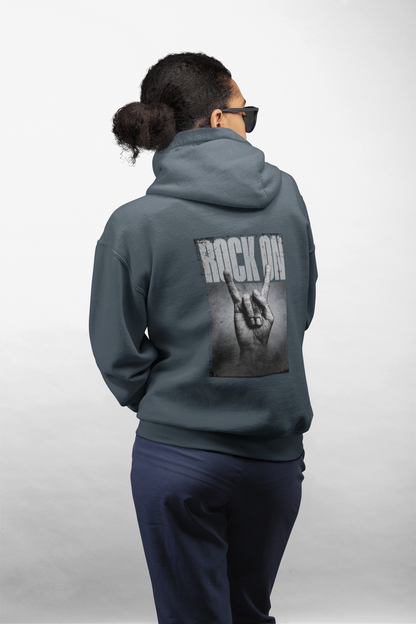 Oversized Hoodie | 'Rock On' Hand Sign Back Print
