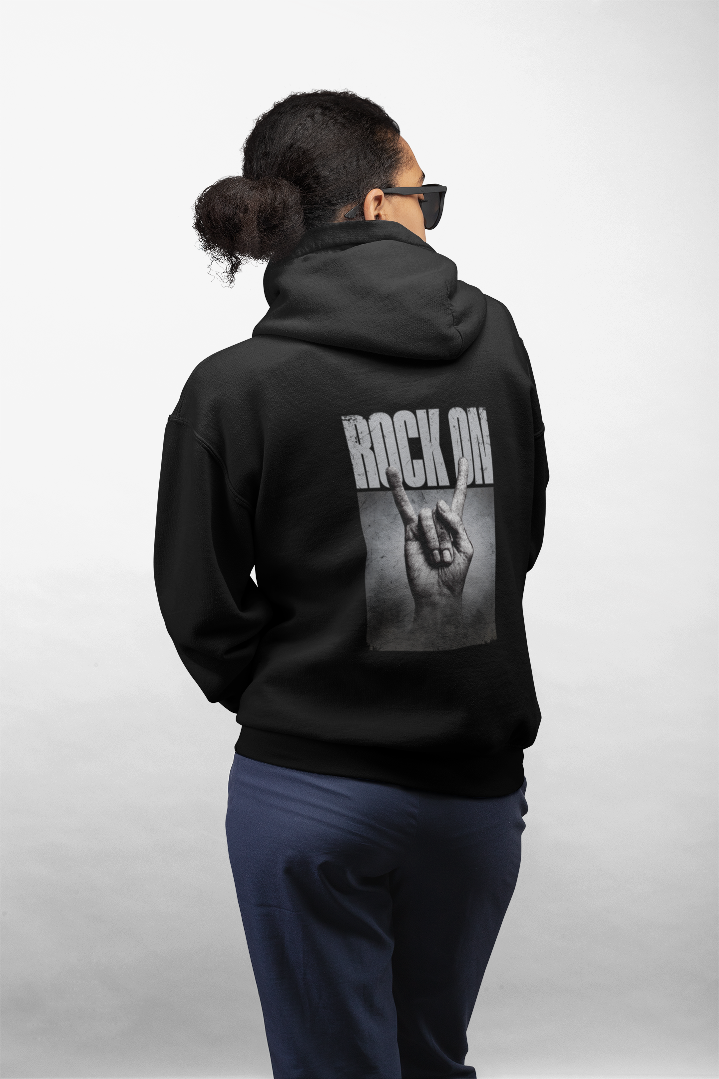 Oversized Hoodie | 'Rock On' Hand Sign Back Print