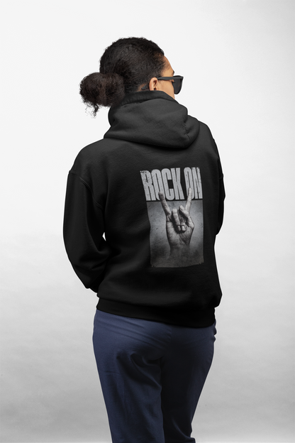 Oversized Hoodie | 'Rock On' Hand Sign Back Print