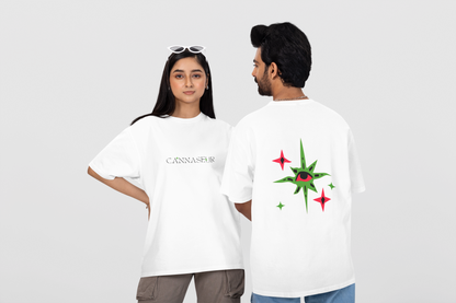 Oversized Black T-Shirt by CANNASEUR | Mystic Star Graphic Back Print-Mysoul