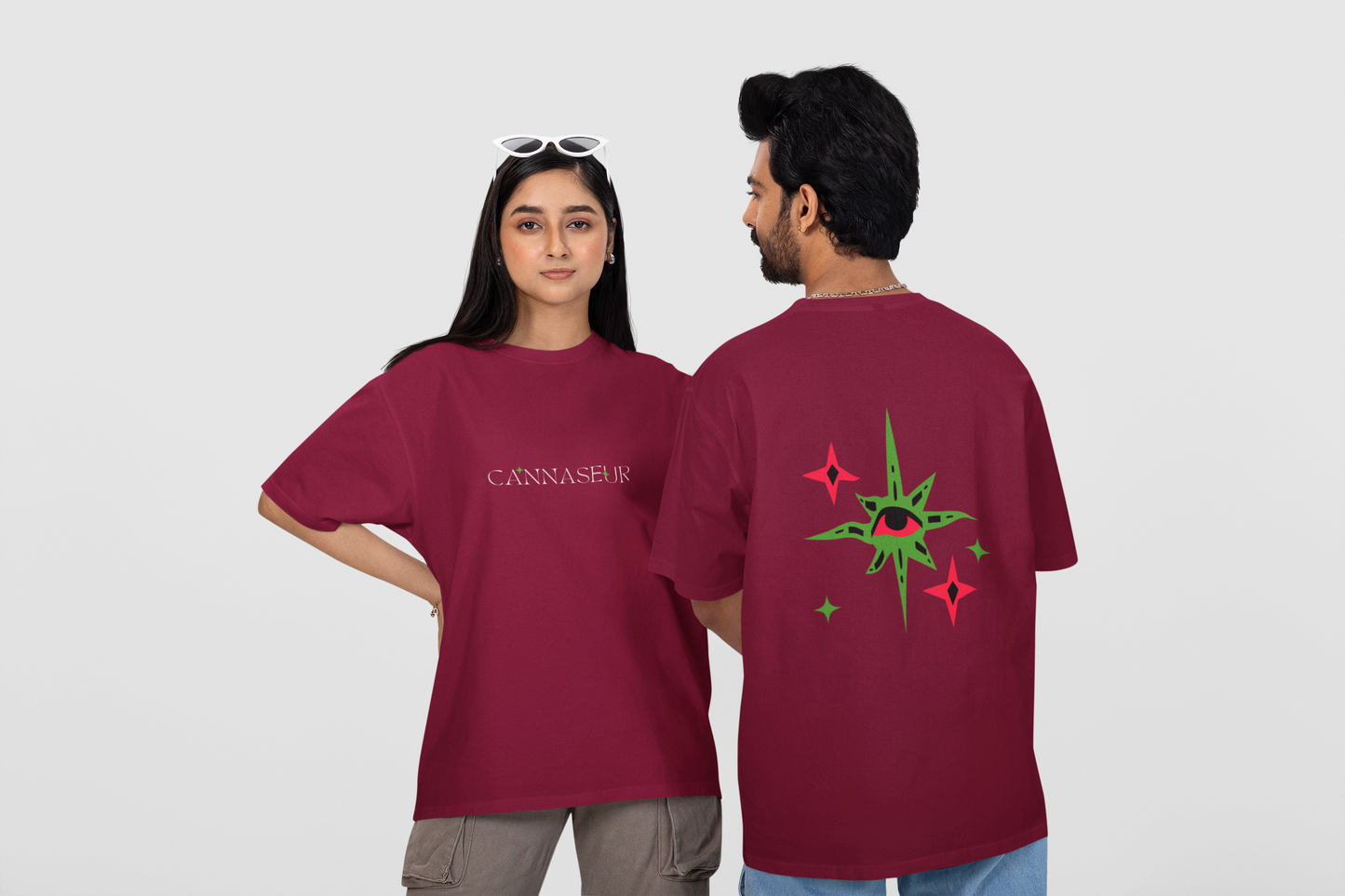 Oversized Black T-Shirt by CANNASEUR | Mystic Star Graphic Back Print-Mysoul