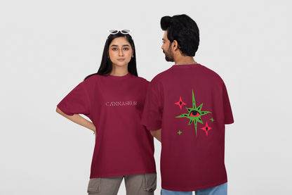 Oversized Black T-Shirt by CANNASEUR | Mystic Star Graphic Back Print-Mysoul