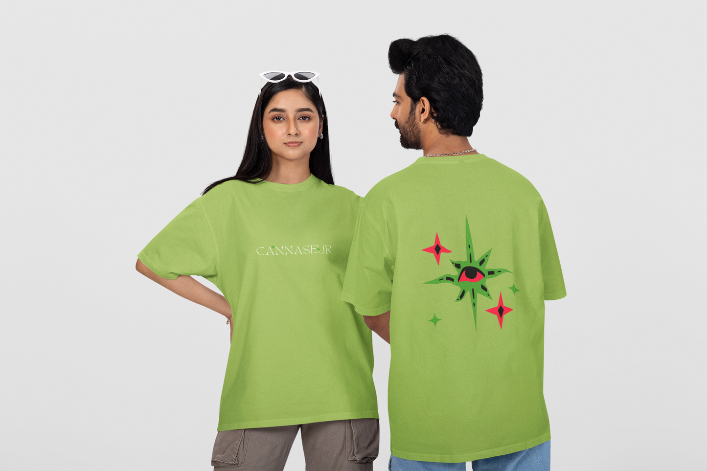 Oversized Black T-Shirt by CANNASEUR | Mystic Star Graphic Back Print-Mysoul