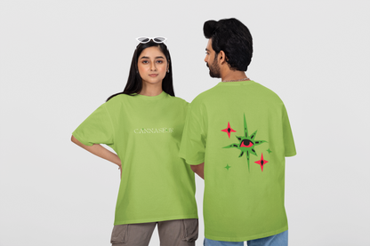 Oversized Black T-Shirt by CANNASEUR | Mystic Star Graphic Back Print-Mysoul