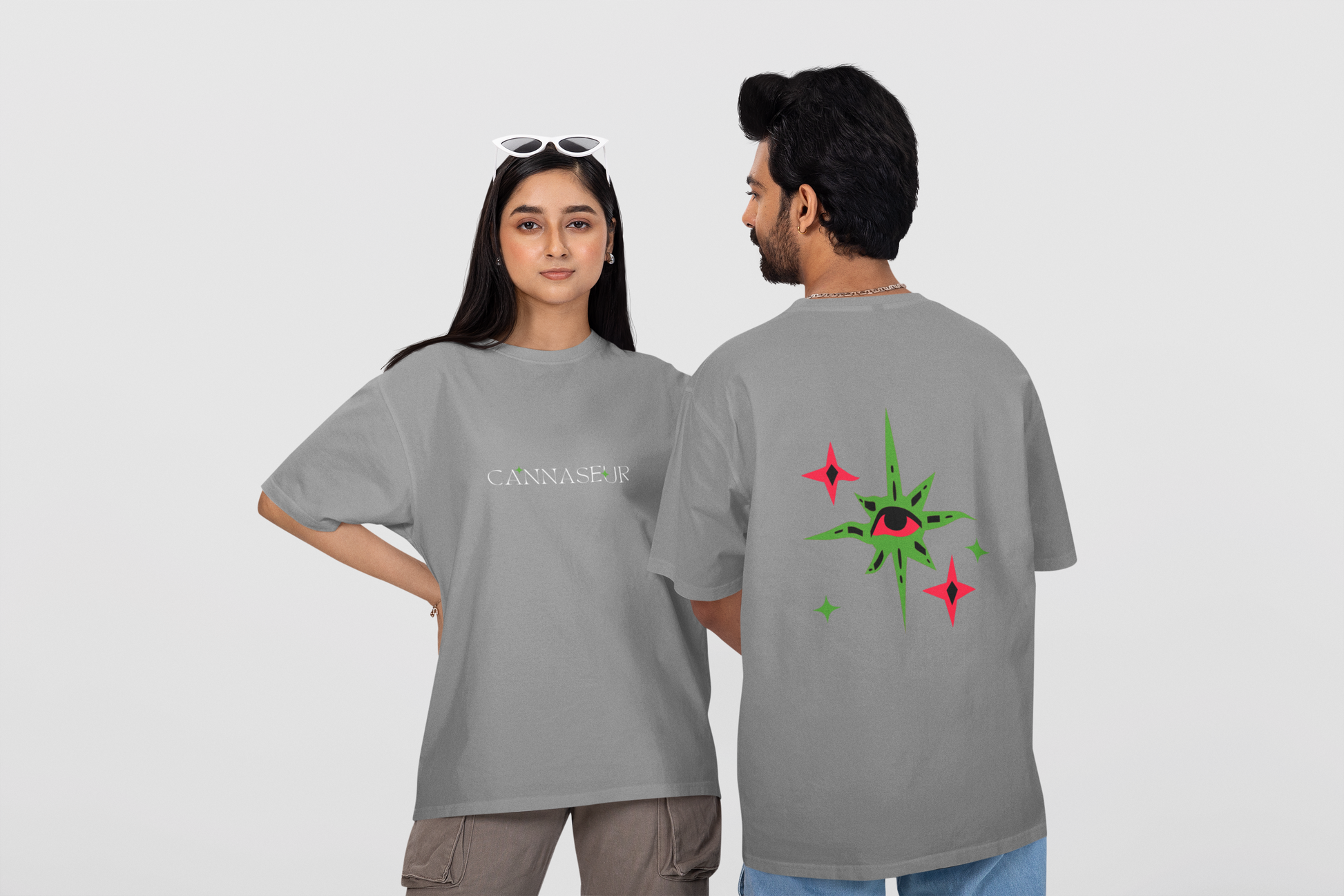 Oversized Black T-Shirt by CANNASEUR | Mystic Star Graphic Back Print-Mysoul
