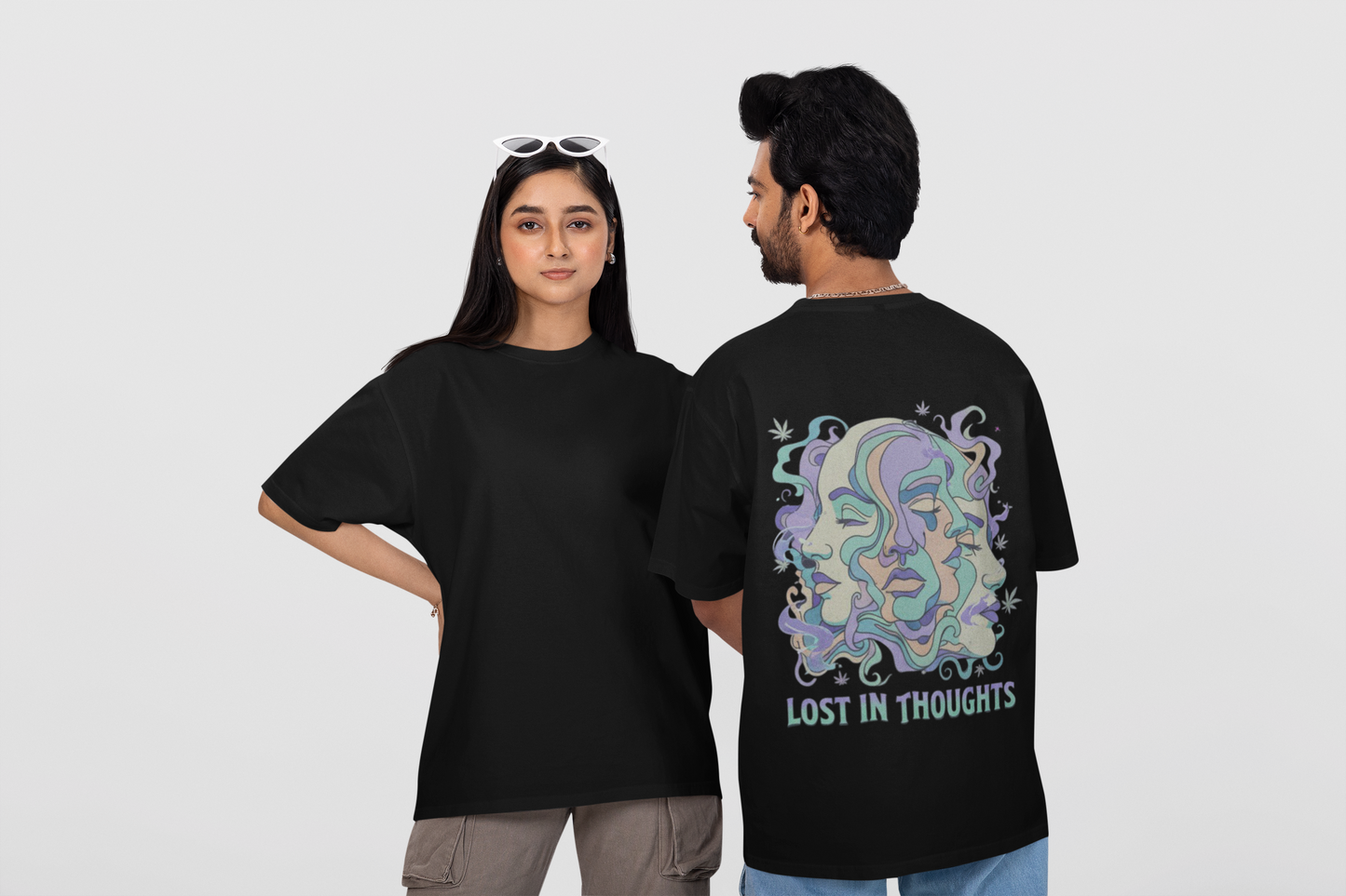 'Lost in Thoughts' Oversized Graphic Tee | Psychedelic Streetwear-Mysoul