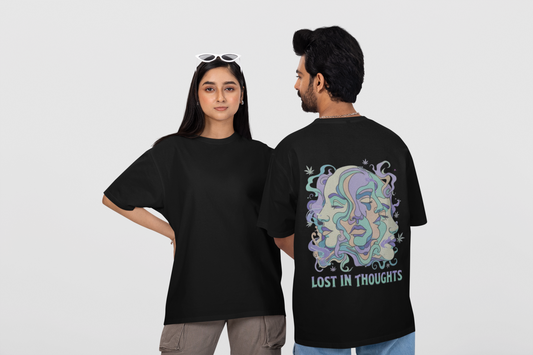 'Lost in Thoughts' Oversized Graphic Tee | Psychedelic Streetwear-Mysoul