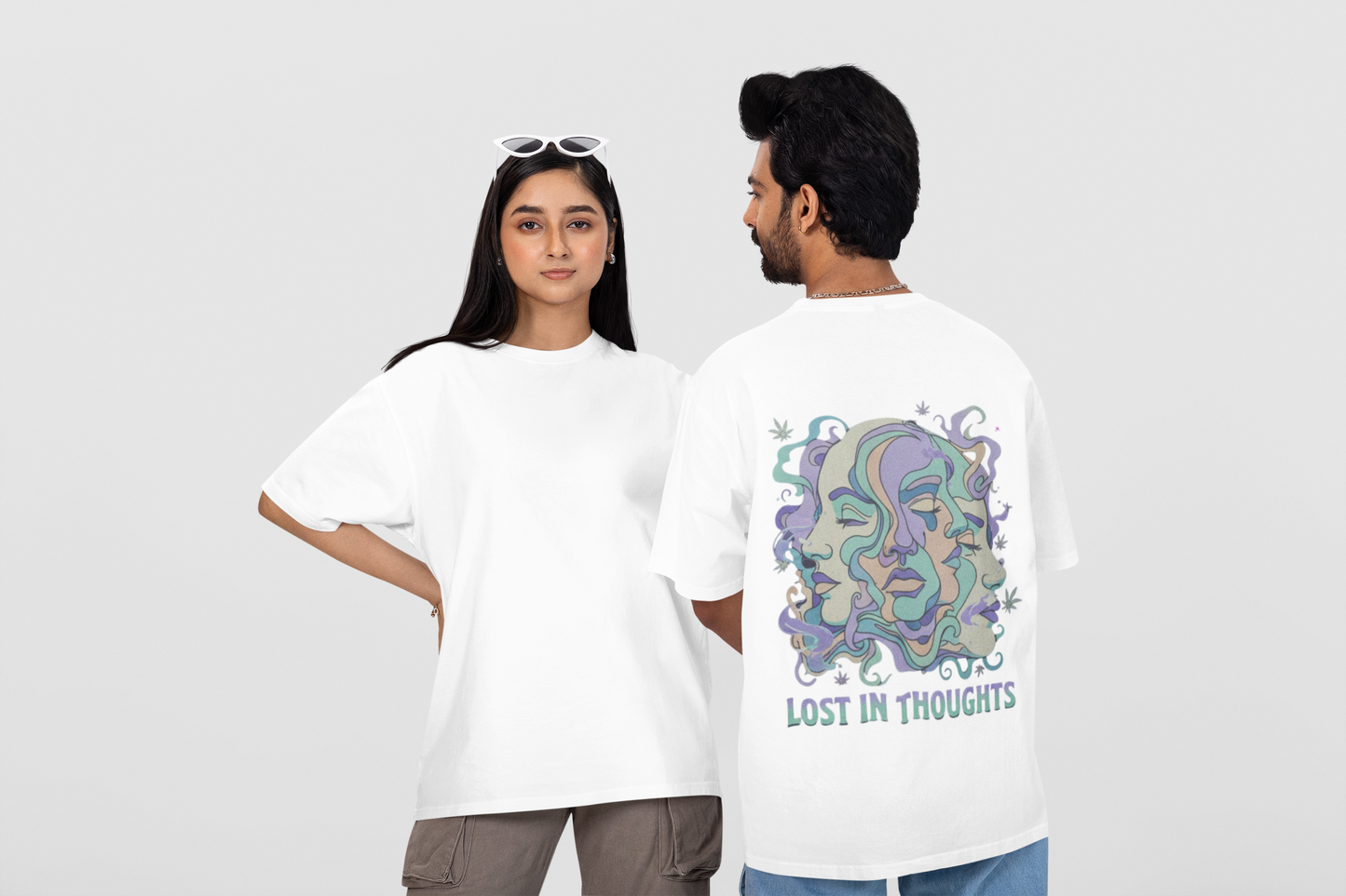 'Lost in Thoughts' Oversized Graphic Tee | Psychedelic Streetwear-Mysoul