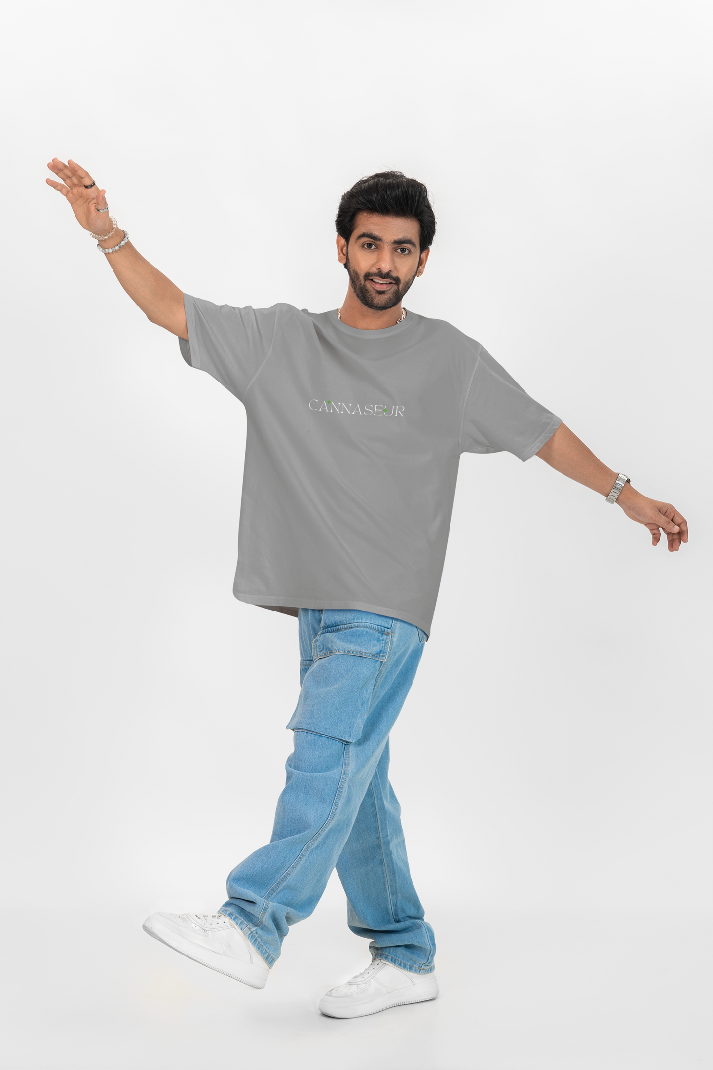 Oversized Black T-Shirt by CANNASEUR | Mystic Star Graphic Back Print-Mysoul