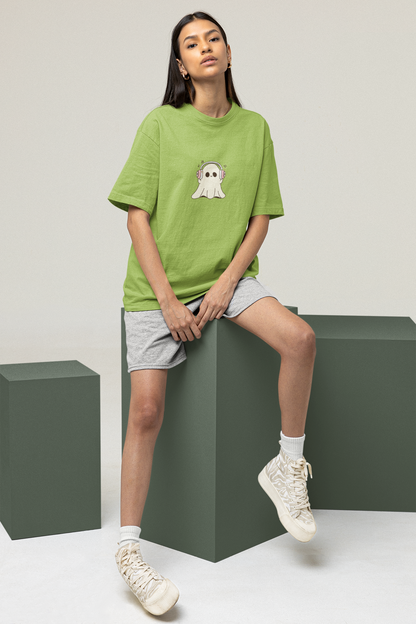 Oversized T-Shirt | 'Music Ghost' Minimalist Graphic Print-Mysoul