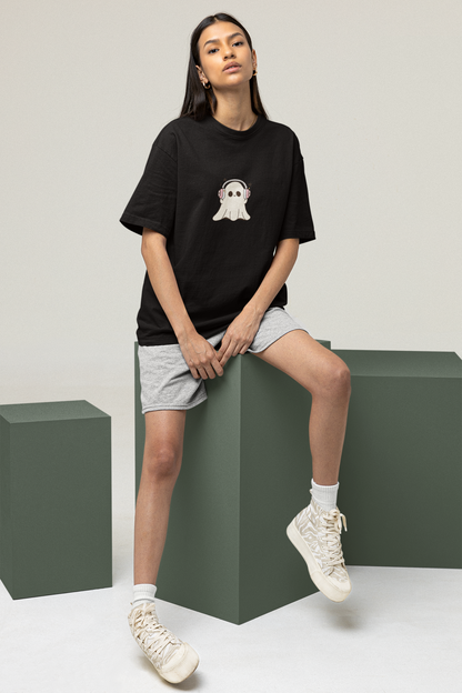 Oversized T-Shirt | 'Music Ghost' Minimalist Graphic Print-Mysoul