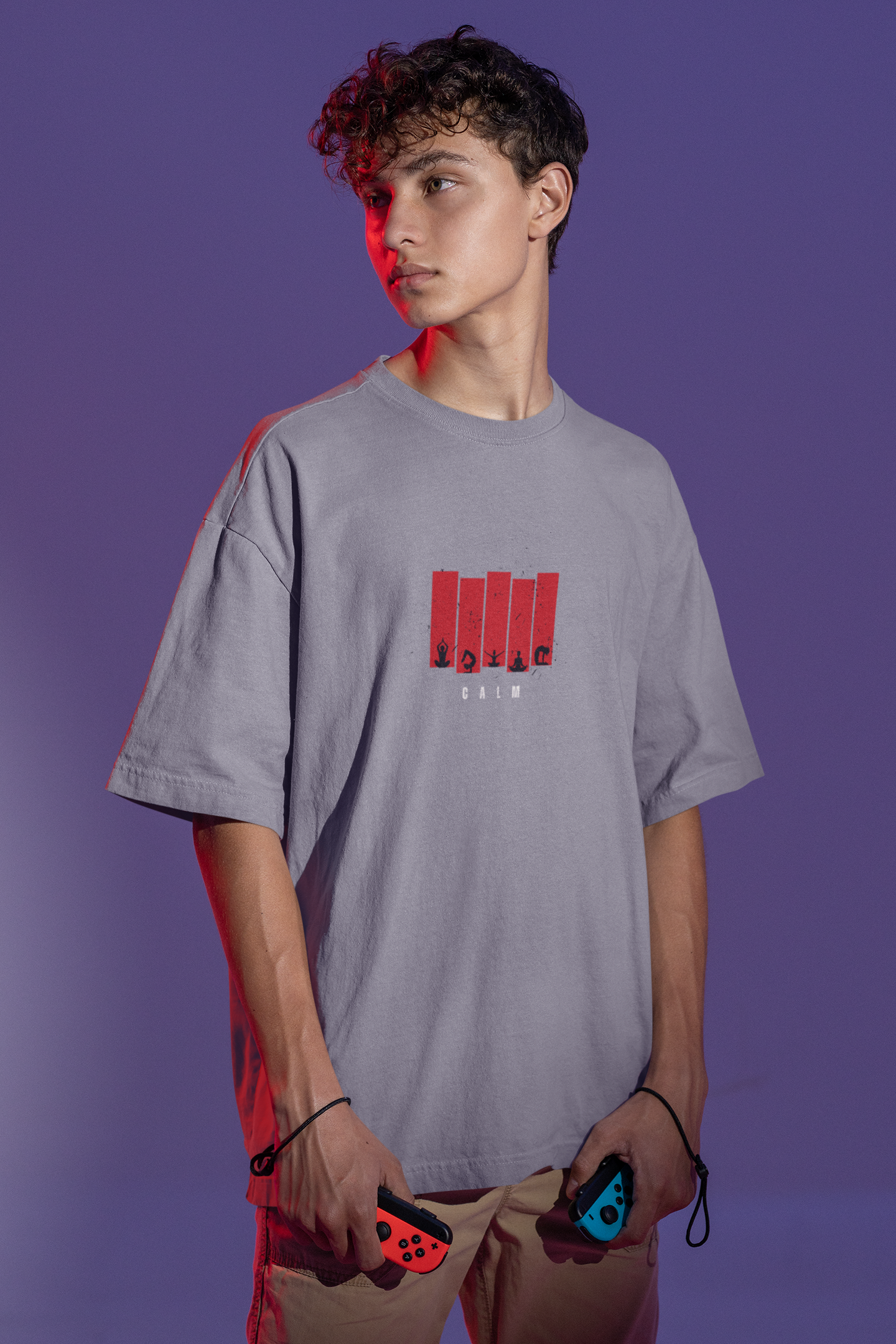 CALM Oversized Tee | Minimalist Silhouette Panel Graphic-Mysoul