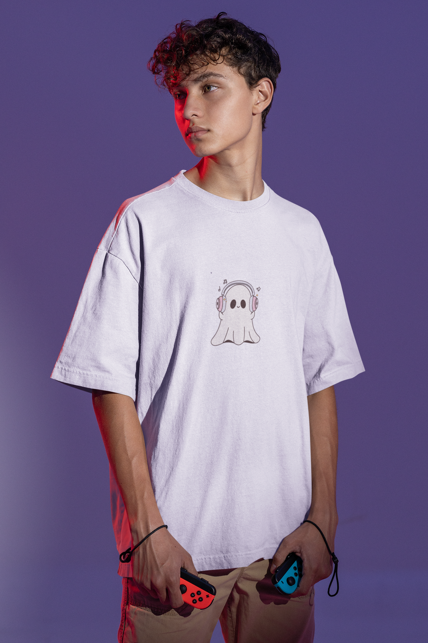 Oversized T-Shirt | 'Music Ghost' Minimalist Graphic Print-Mysoul