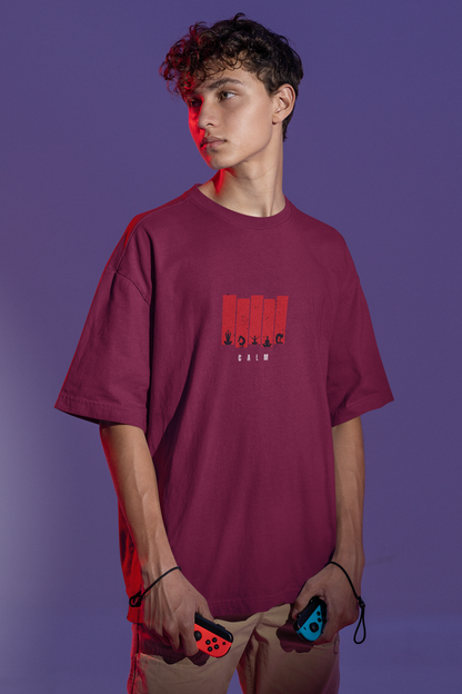 CALM Oversized Tee | Minimalist Silhouette Panel Graphic-Mysoul