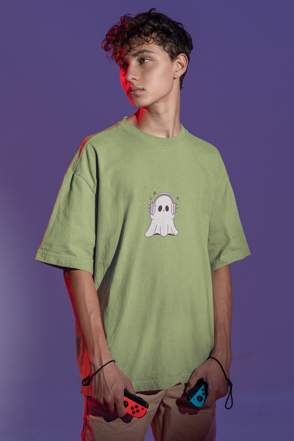 Oversized T-Shirt | 'Music Ghost' Minimalist Graphic Print-Mysoul
