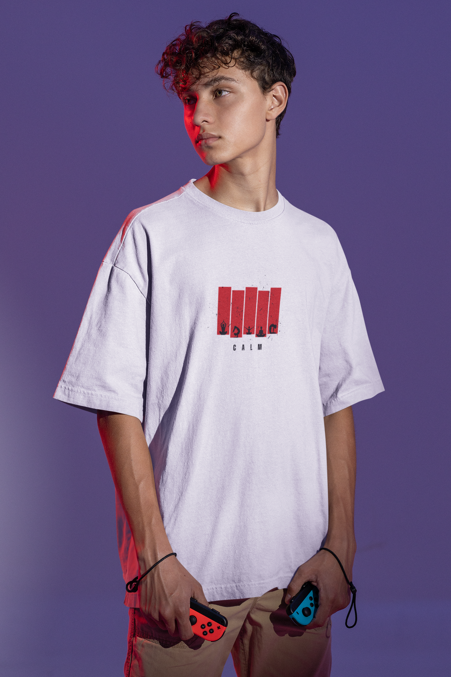 CALM Oversized Tee | Minimalist Silhouette Panel Graphic-Mysoul