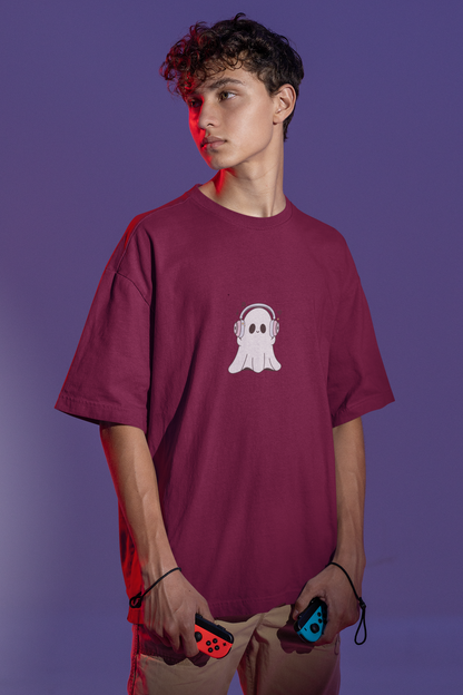 Oversized T-Shirt | 'Music Ghost' Minimalist Graphic Print-Mysoul